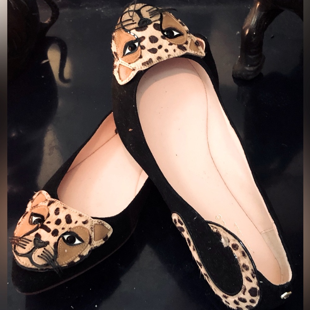 Kate Spade by Nordstrom Black Flats with Leopard 🐆 Für